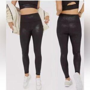 Offline by Aerie The Hugger High Waisted Legging Black Crackle Faux Leather